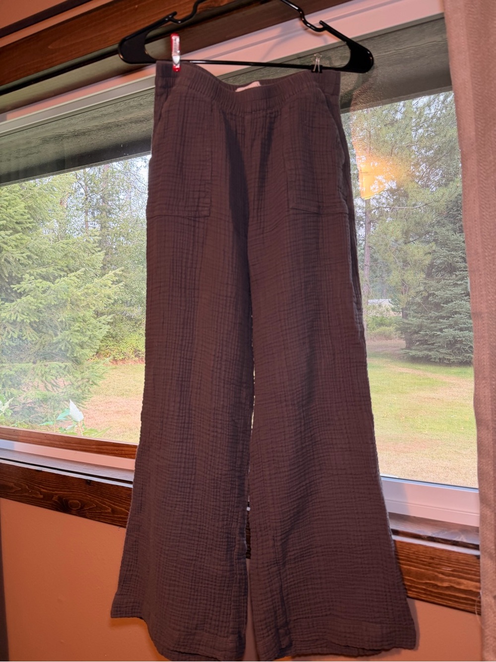 Natural Reflections Gray Gauze Wide Leg Pants XS